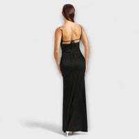 Style200™ | Embellished Satin Dress with Back Lacing for Parties