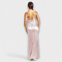 Style200™ | Embellished Satin Dress with Back Lacing for Parties