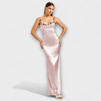 Style200™ | Embellished Satin Dress with Back Lacing for Parties