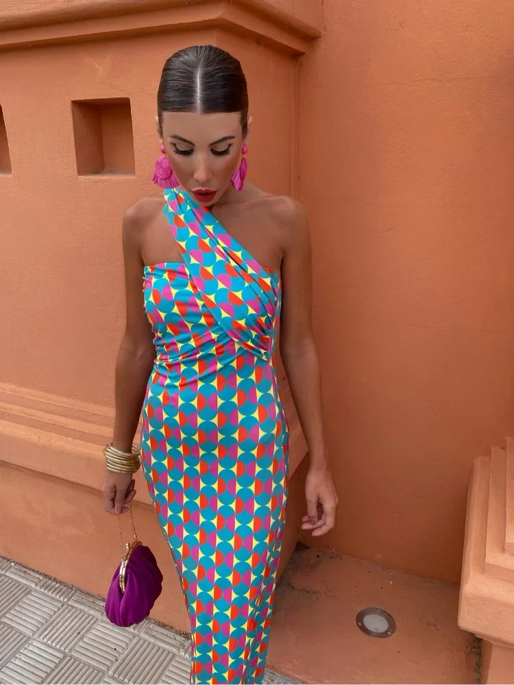 Isabella™ | Stylish Women’s One-Shoulder Printed Dress