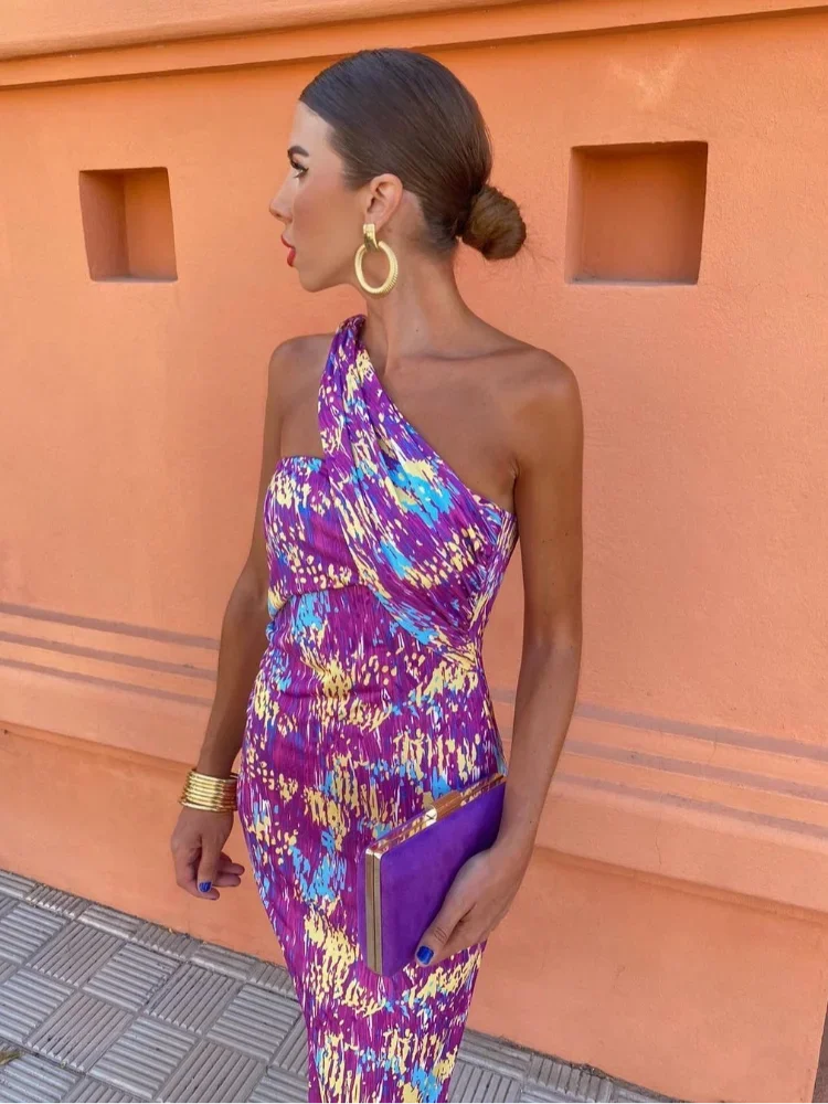 Isabella™ | Stylish Women’s One-Shoulder Printed Dress