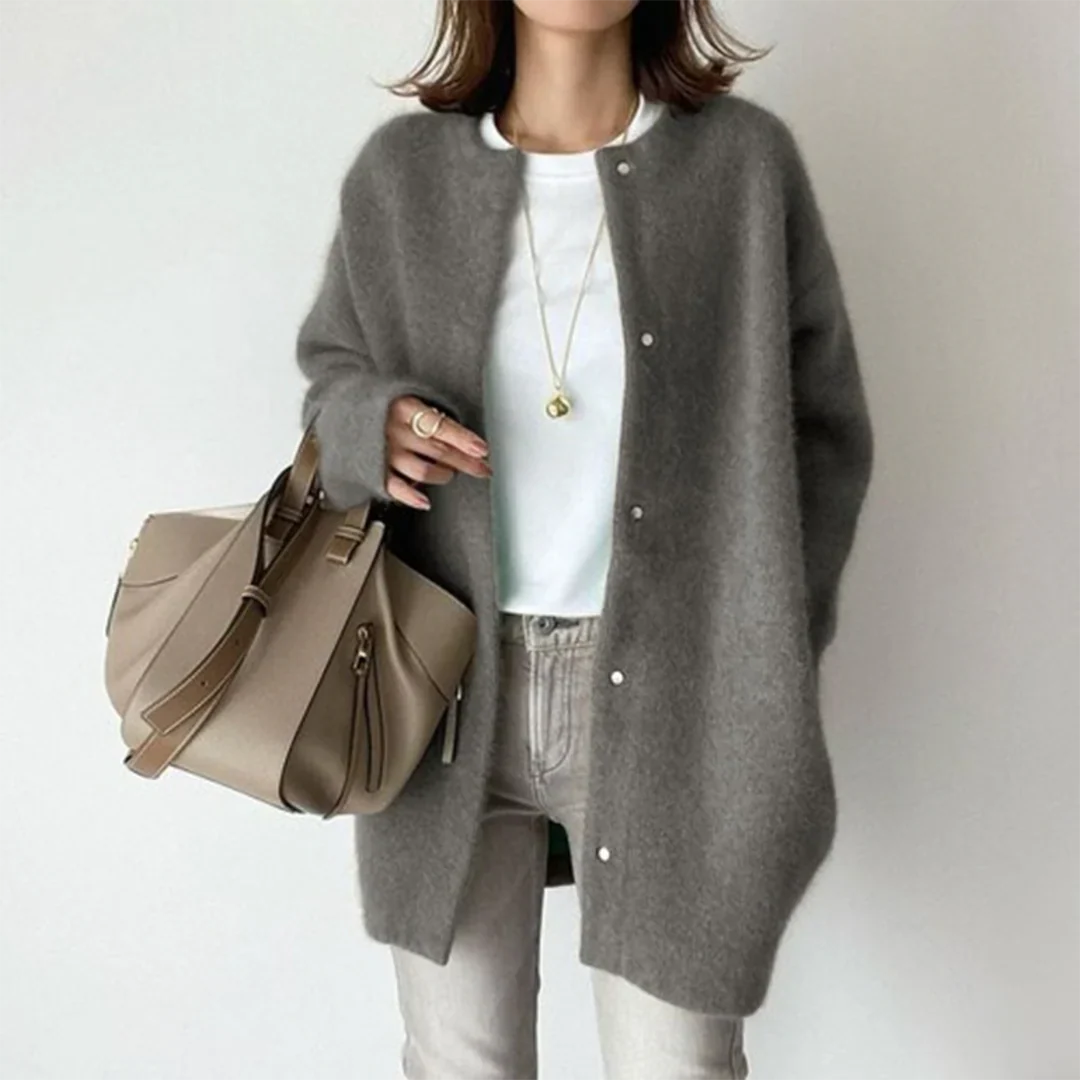 Harper | Long Cardigan with Snap Button Detail