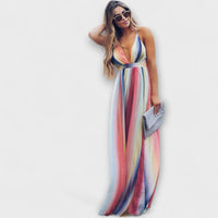 Style200™ | V-Neck Multicolored Striped Women's Dress for Every Occasion
