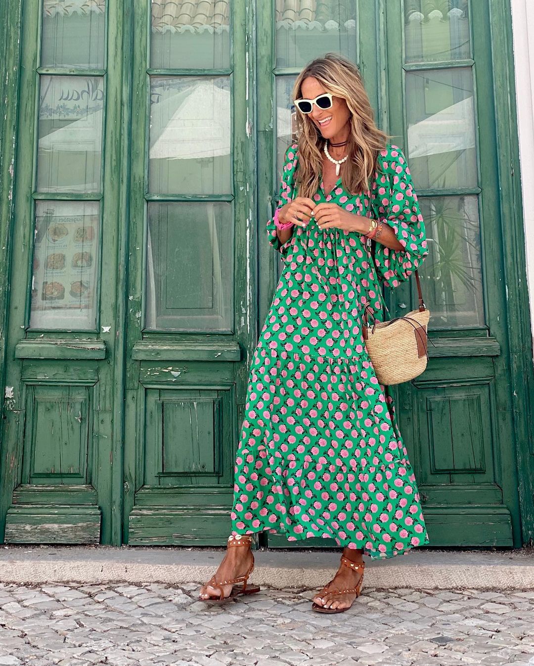 Camille | V-Neck Polka Dot Maxi Dress