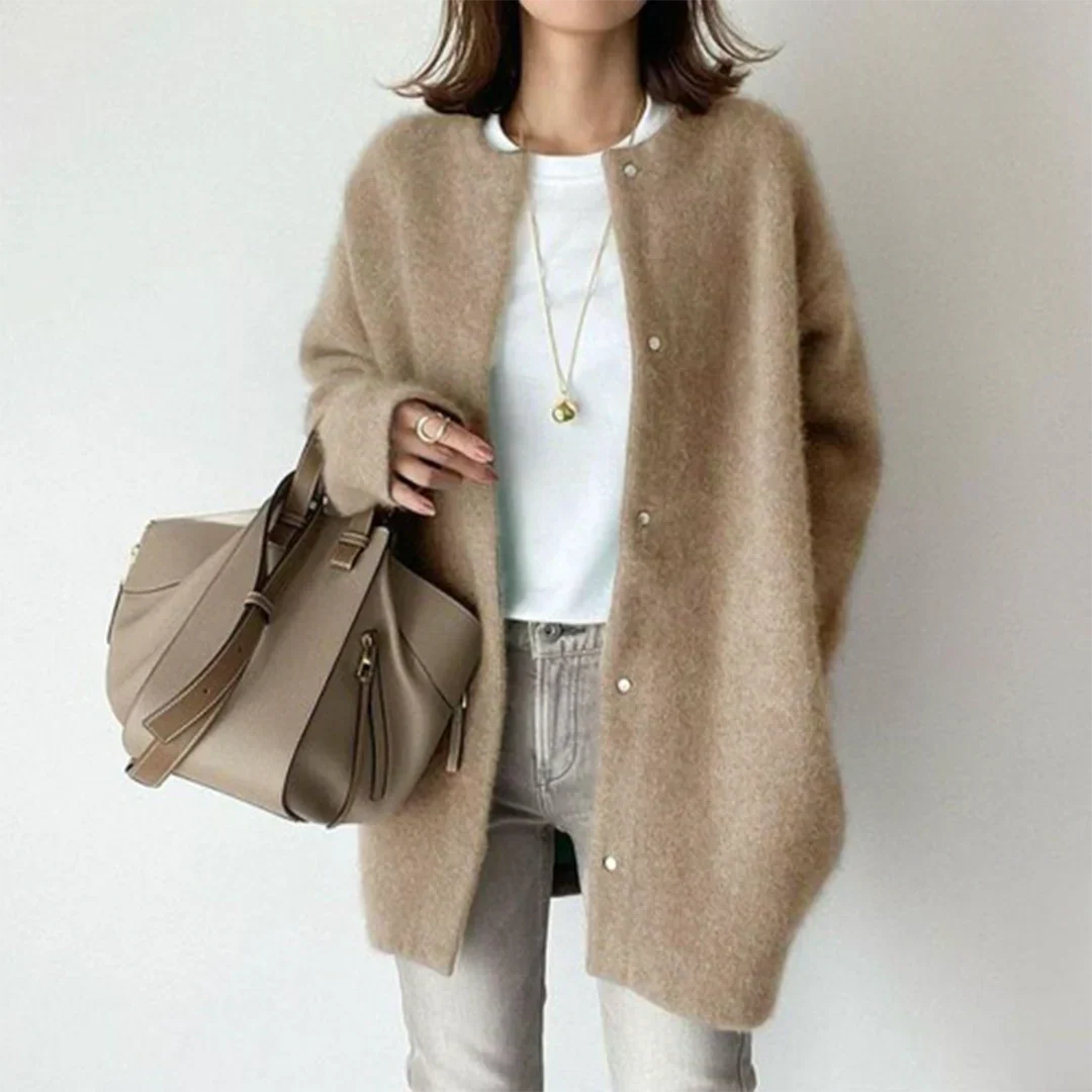 Harper | Long Cardigan with Snap Button Detail