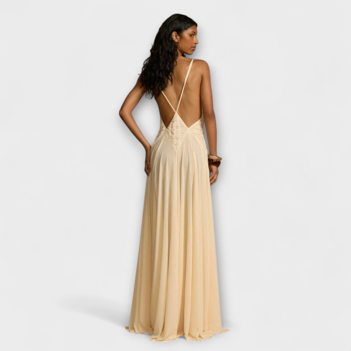 Style200™ | Chic Maxi Dress with Deep V-Neck for Any Occasion