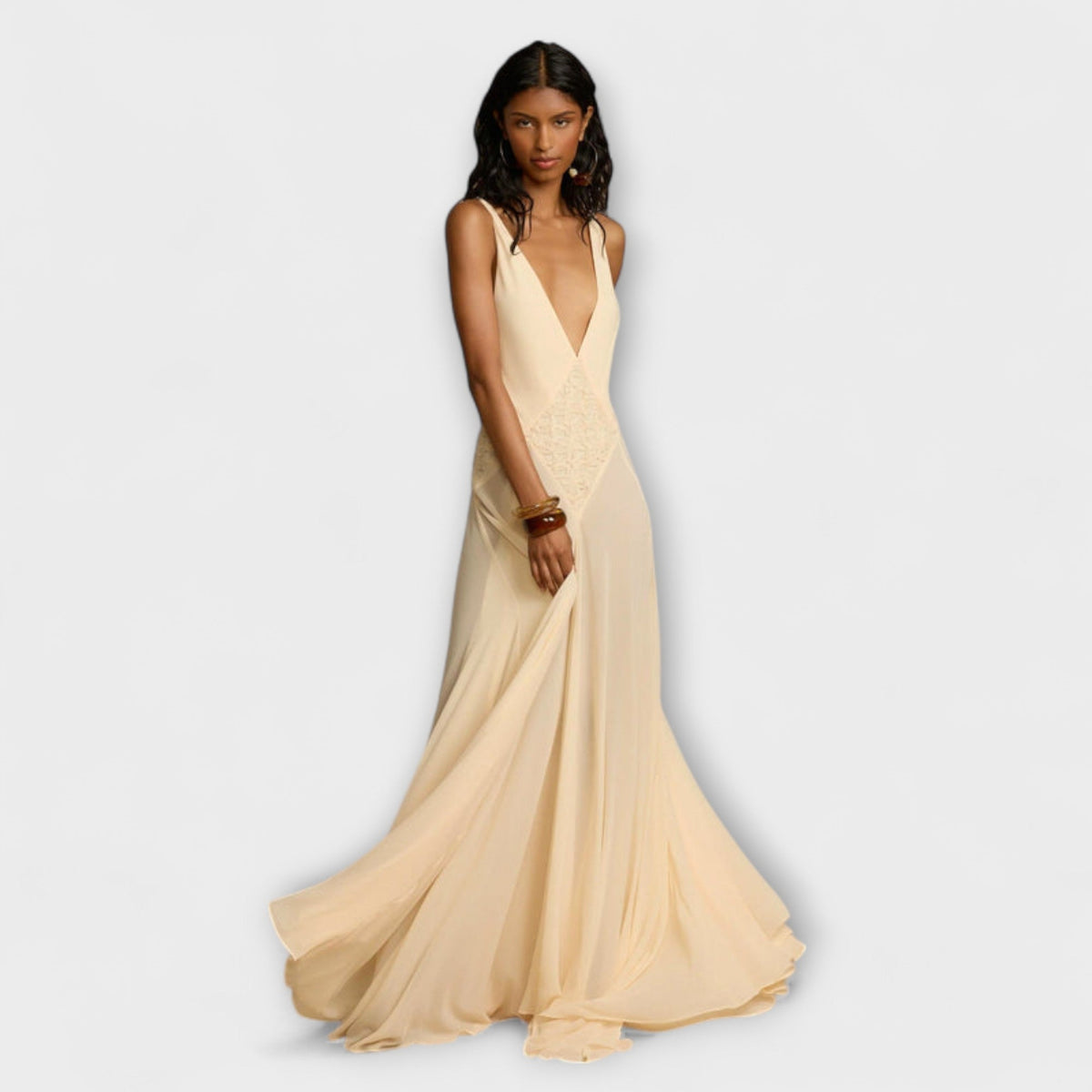 Style200™ | Chic Maxi Dress with Deep V-Neck for Any Occasion