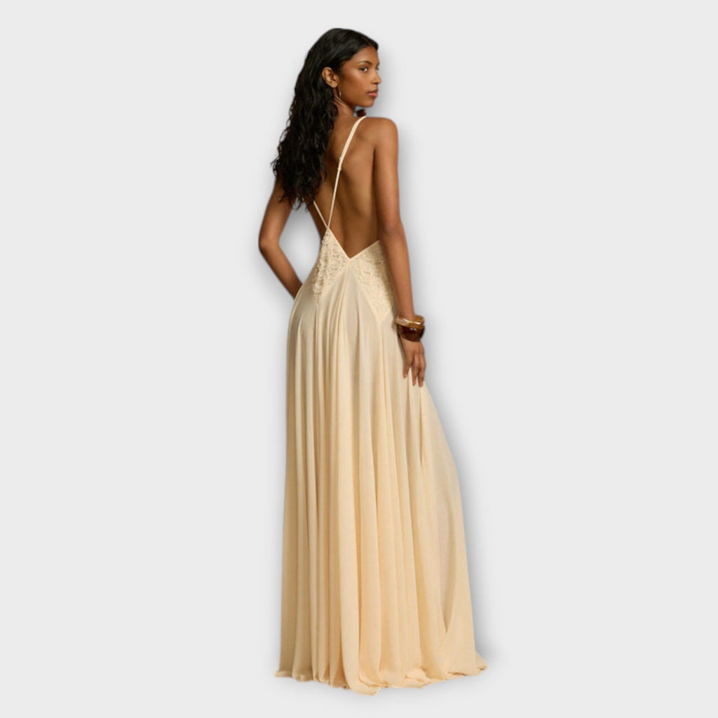Style200™ | Chic Maxi Dress with Deep V-Neck for Any Occasion
