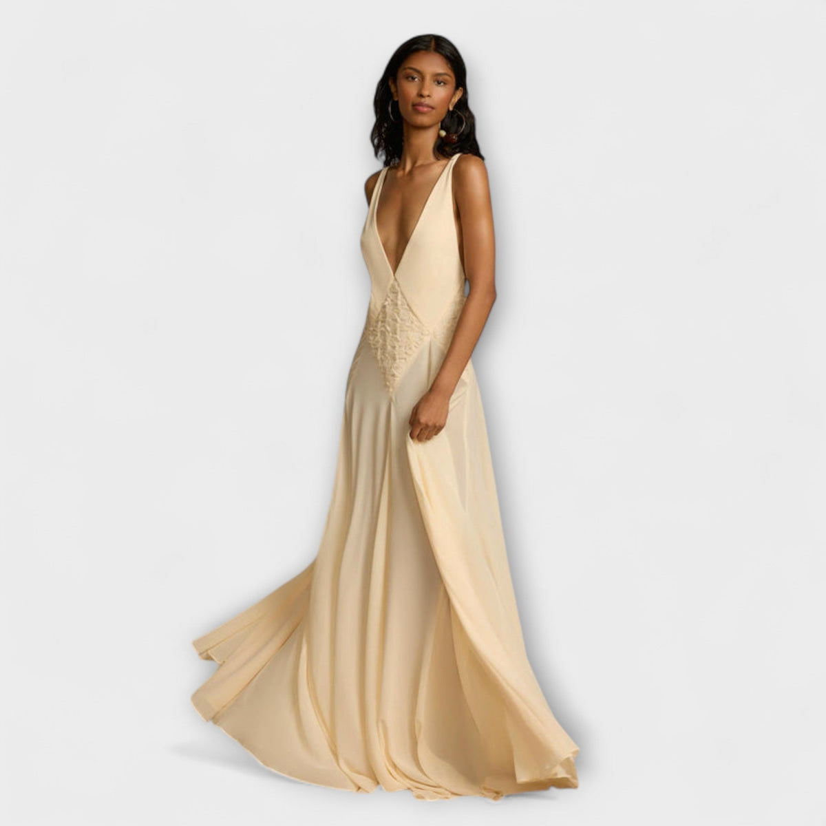 Style200™ | Chic Maxi Dress with Deep V-Neck for Any Occasion