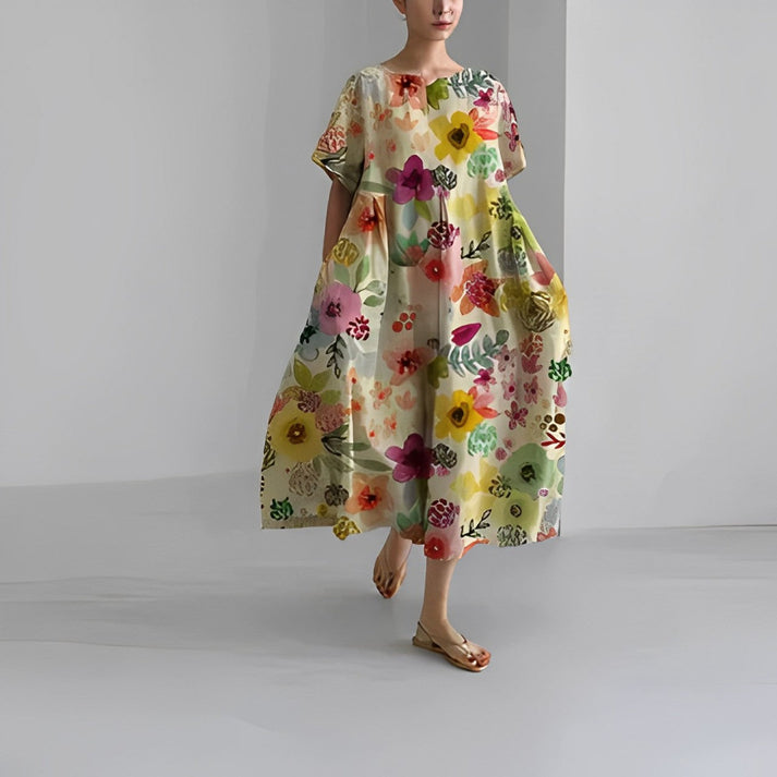 Isabella™ | Women Relaxed Style Flower Midi Dress