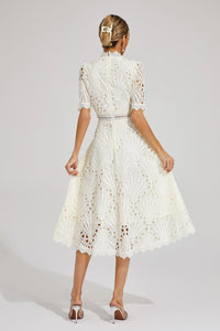 Mirabel™ | Chic Lace Midi Dress for Weddings & Events
