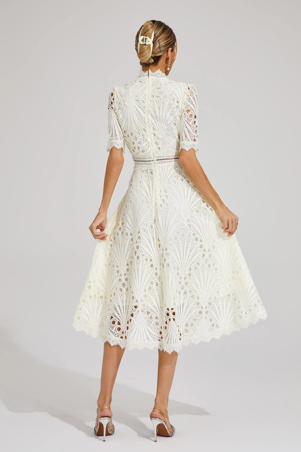 Mirabel™ | Chic Lace Midi Dress for Weddings & Events