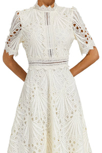 Mirabel™ | Chic Lace Midi Dress for Weddings & Events