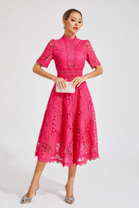Mirabel™ | Chic Lace Midi Dress for Weddings & Events