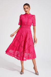 Mirabel™ | Chic Lace Midi Dress for Weddings & Events
