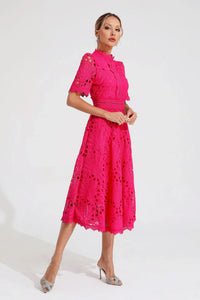 Mirabel™ | Chic Lace Midi Dress for Weddings & Events