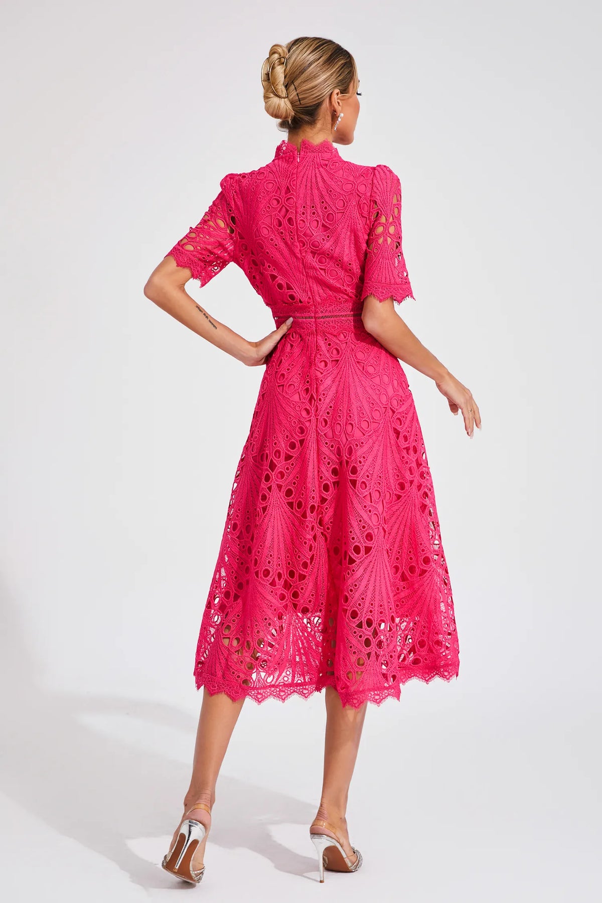 Mirabel™ | Chic Lace Midi Dress for Weddings & Events