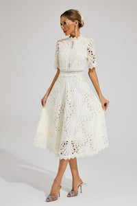 Mirabel™ | Chic Lace Midi Dress for Weddings & Events