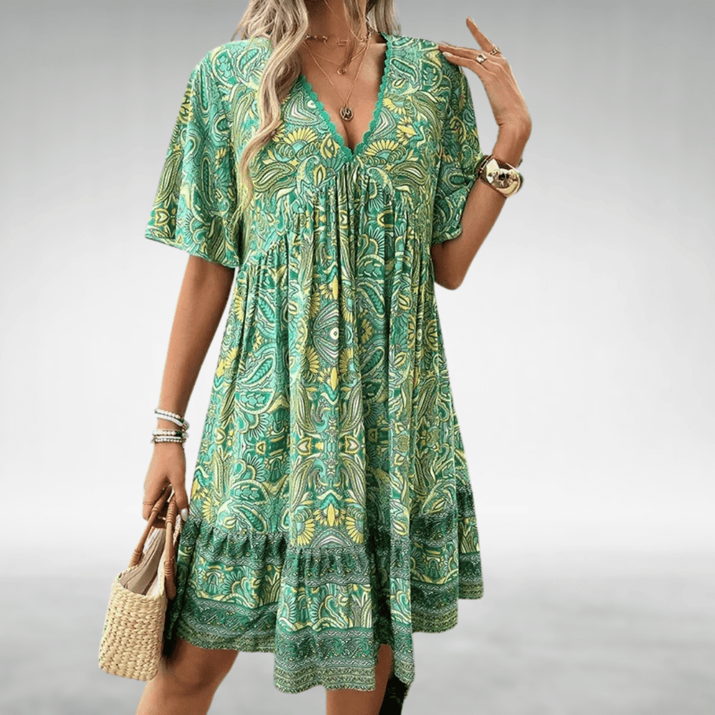 Aria™ | Mayamo Bennett Boho Swing Dress - Chic Cotton Style for Any Occasion