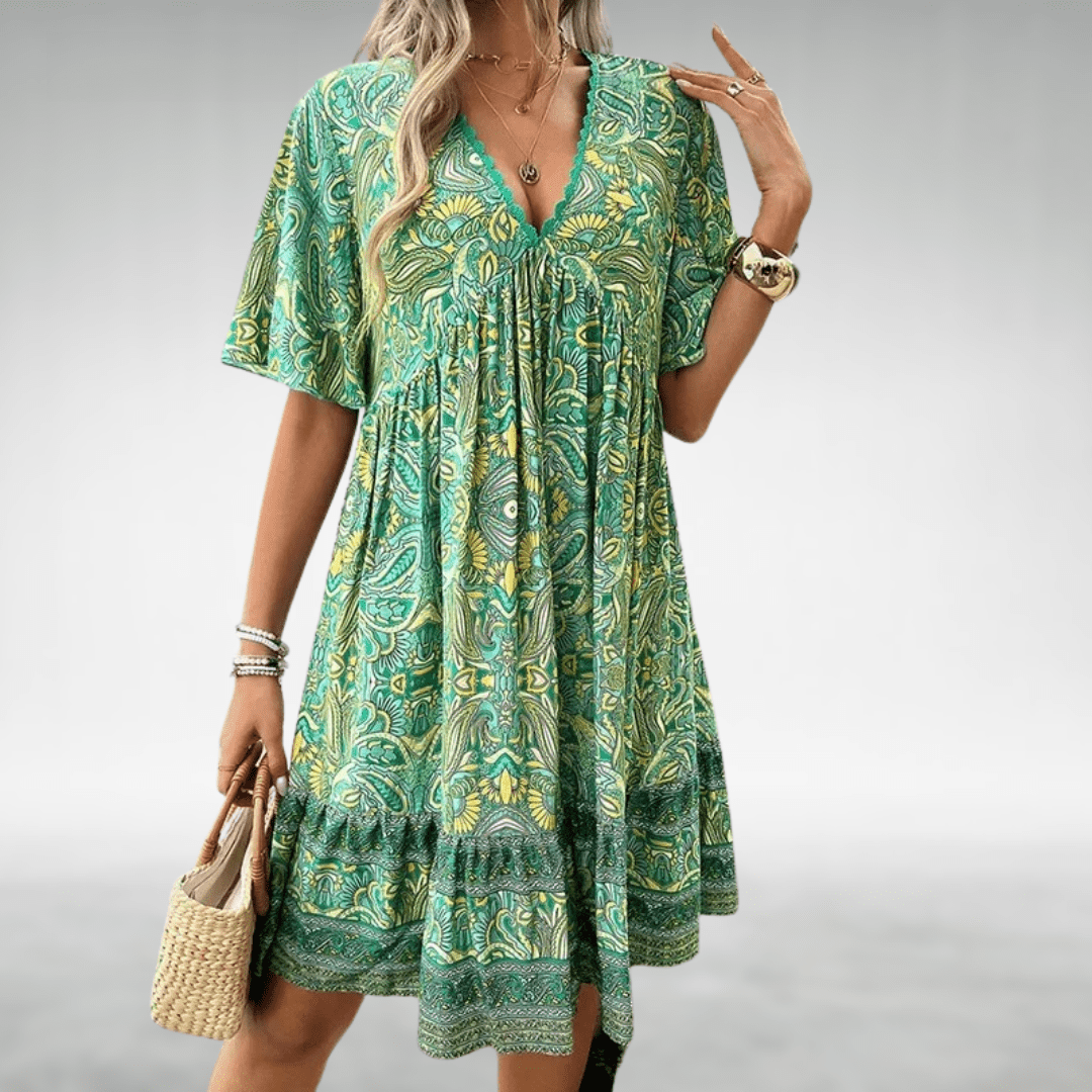 Aria™ | Mayamo Bennett Boho Swing Dress - Chic Cotton Style for Any Occasion