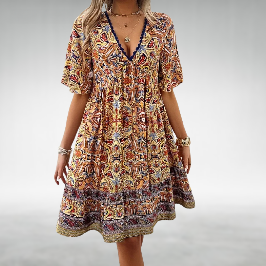 Olivia™ | Women Summer Boho Paisley Mini Dress