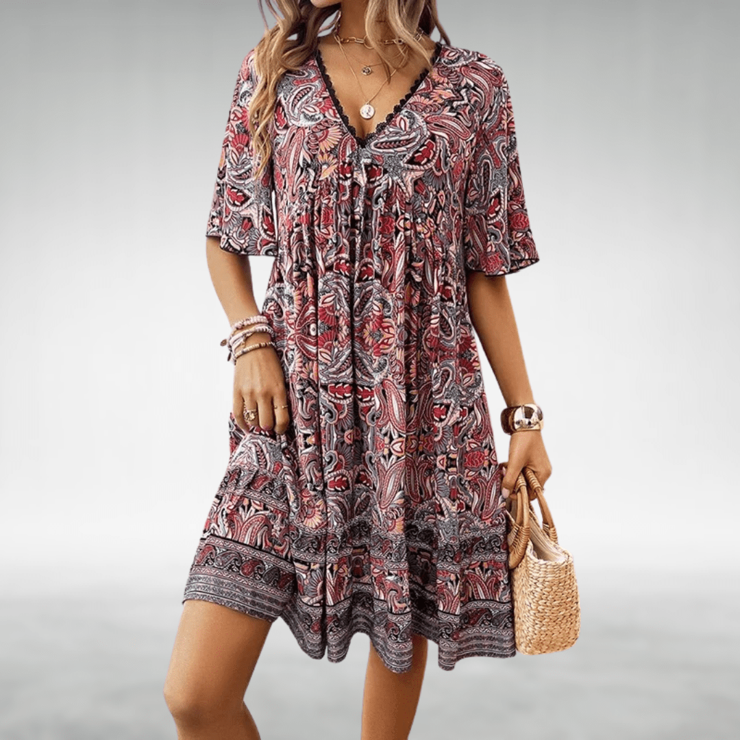 Aria™ | Mayamo Bennett Boho Swing Dress - Chic Cotton Style for Any Occasion
