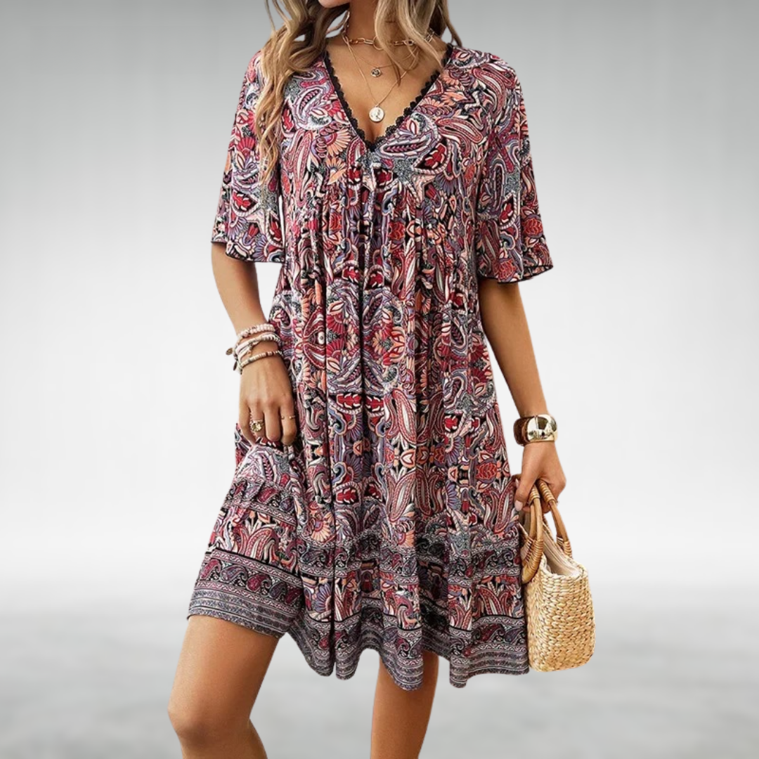 Olivia™ | Women Summer Boho Paisley Mini Dress
