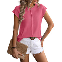 Penny™ | Women's Cap Sleeveless Top Button Neck Summer