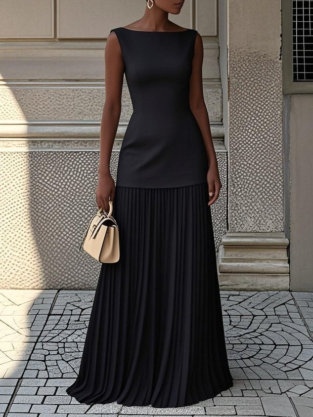 Eliza™ | Sleeveless Pleated Maxi Dress
