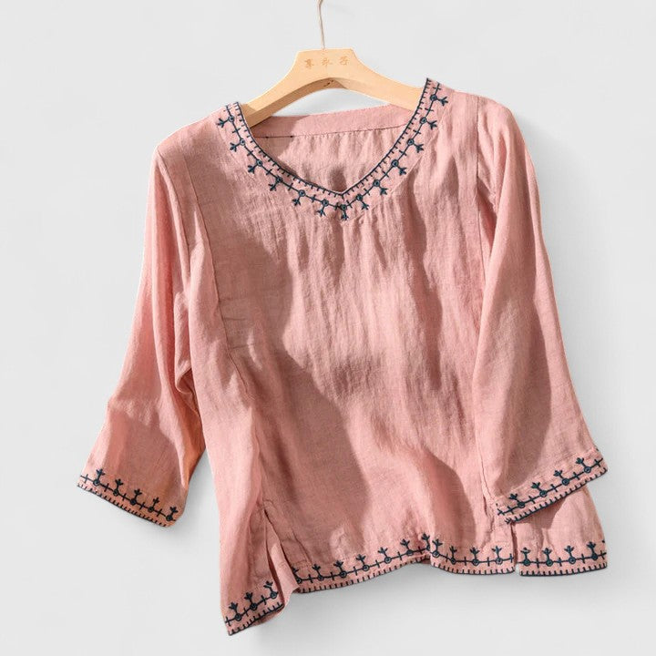 Taysia™ | Chic V-Neck Blouse for Any Occasion