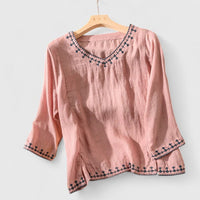 Taysia™ | Chic V-Neck Blouse for Any Occasion