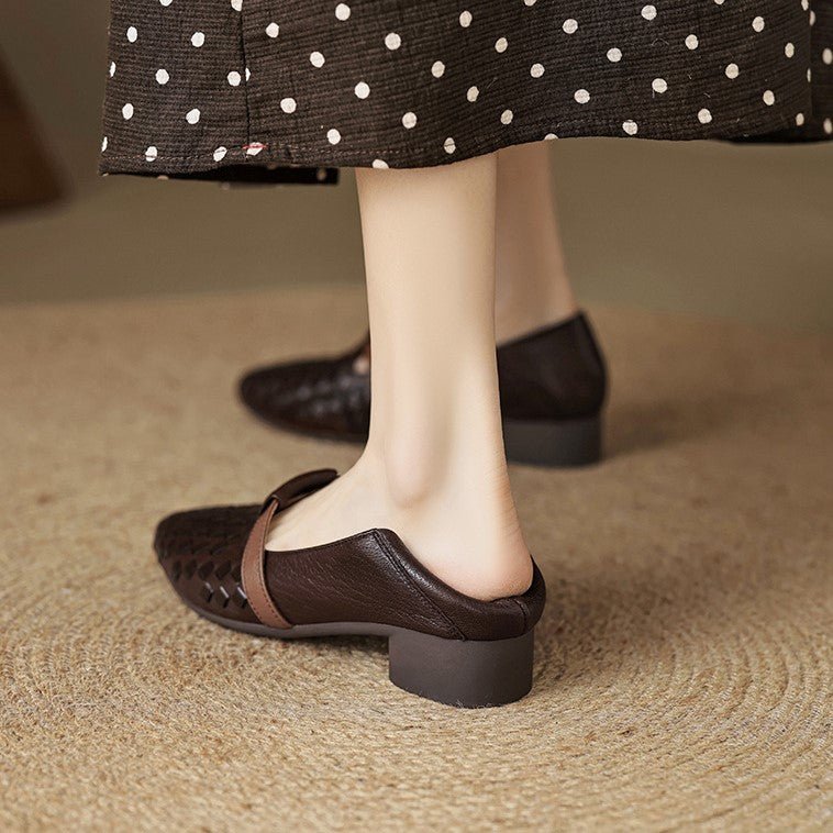 Dorothea™ | Woven Strap Block Heel Loafers