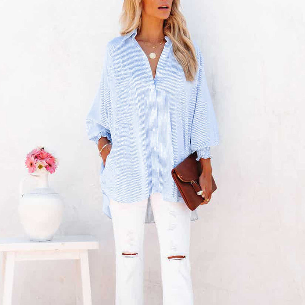 Skye™ | Women's Striped Oversized Button-Down Shirt Long Sleeve