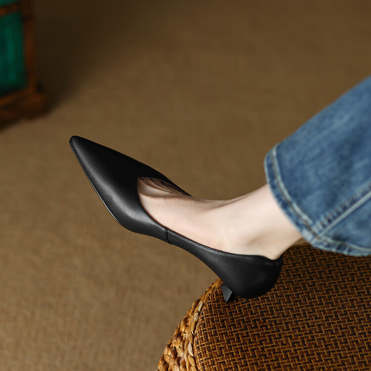 Camille™ | Women's Pointed Toe Pumps Low Kitten Heel Slip On Shoes