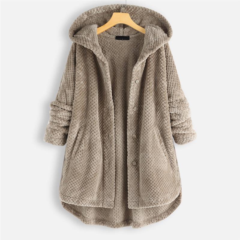 Sage | Long Cardigan with Fuzzy Hooded Detail