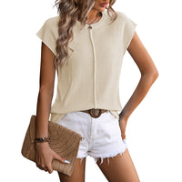 Penny™ | Women's Cap Sleeveless Top Button Neck Summer