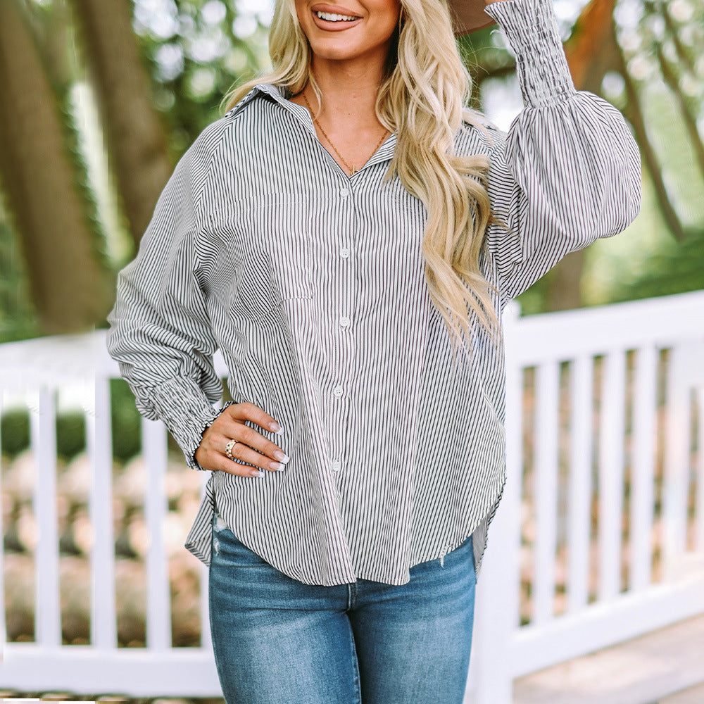 Skye™ | Women's Striped Oversized Button-Down Shirt Long Sleeve