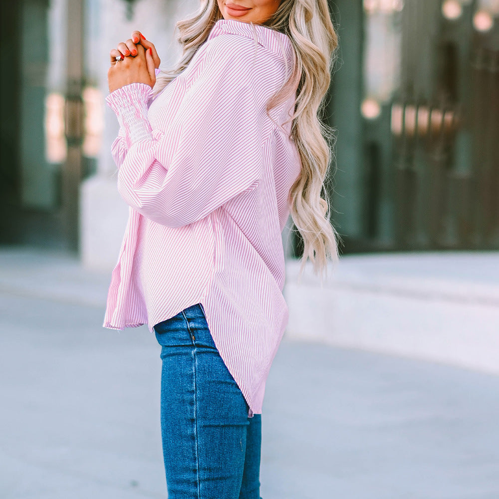 Skye™ | Women's Striped Oversized Button-Down Shirt Long Sleeve
