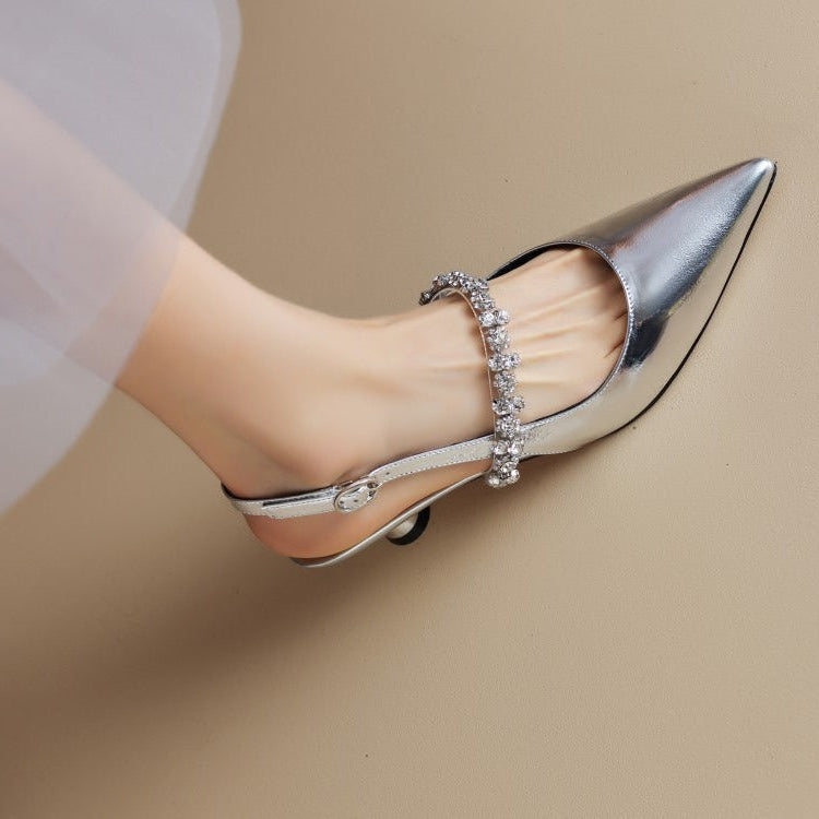 Seraphina™ | Women's Crystal Strap Slingback Heels Pointed Toe Pumps