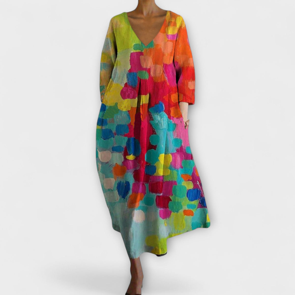 Style200™ | Vibrant V-Neck Maxi Dress for Every Occasion