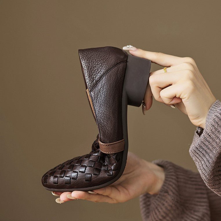 Dorothea™ | Woven Strap Block Heel Loafers