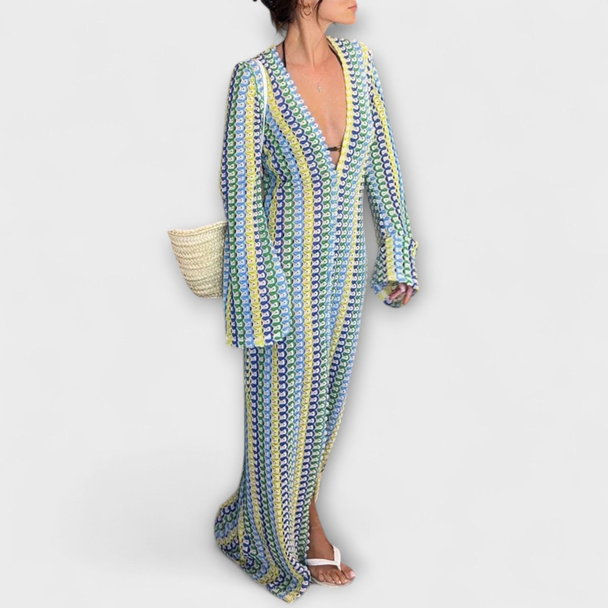 Style200™ | Elina V-Neck Maxi Dress for Summer Getaways