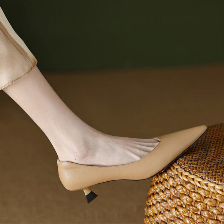 Camille™ | Women's Pointed Toe Pumps Low Kitten Heel Slip On Shoes