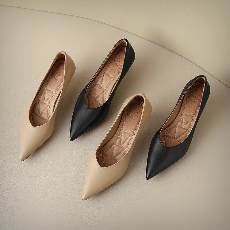 Camille™ | Women's Pointed Toe Pumps Low Kitten Heel Slip On Shoes