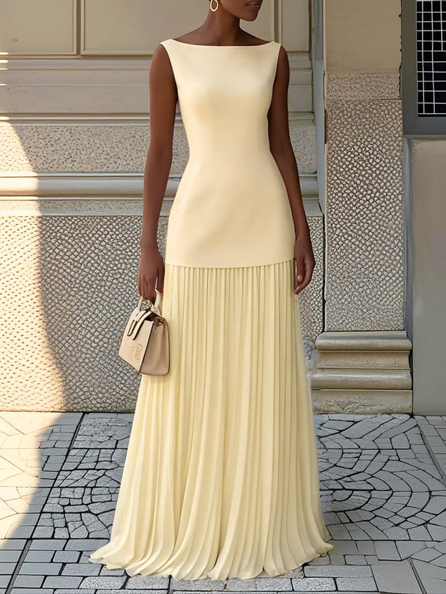 Eliza™ | Sleeveless Pleated Maxi Dress