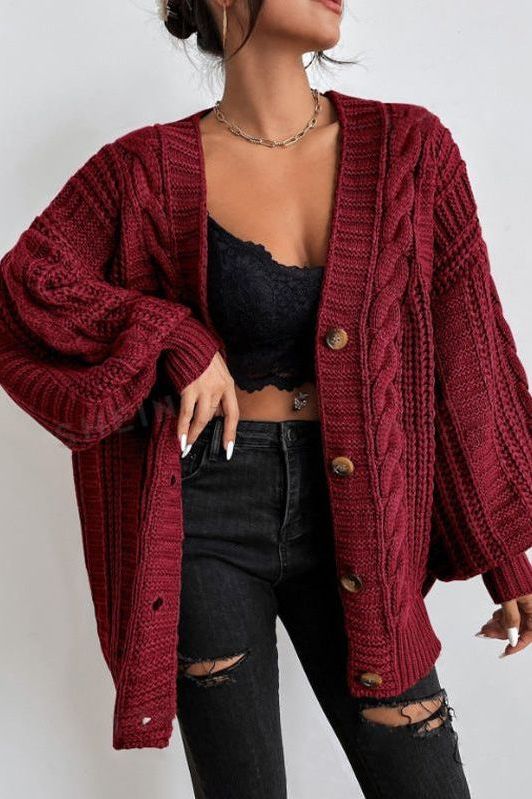 Marigold | Oversized Cardigan with Cable Knit Texture