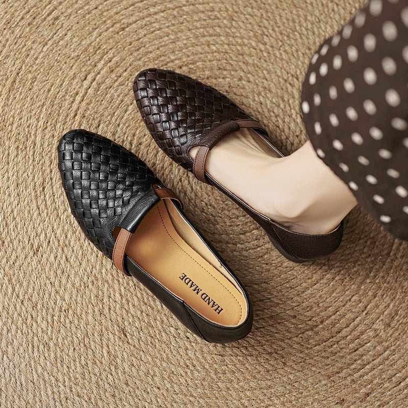 Dorothea™ | Woven Strap Block Heel Loafers