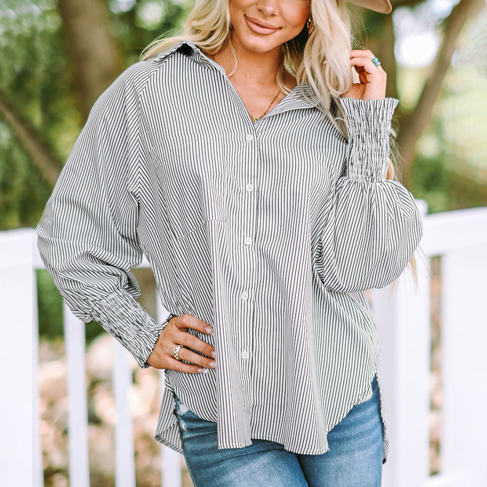 Skye™ | Women's Striped Oversized Button-Down Shirt Long Sleeve