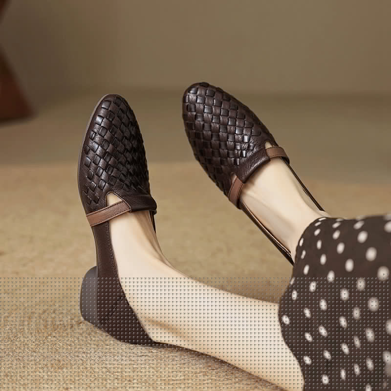 Dorothea™ | Woven Strap Block Heel Loafers