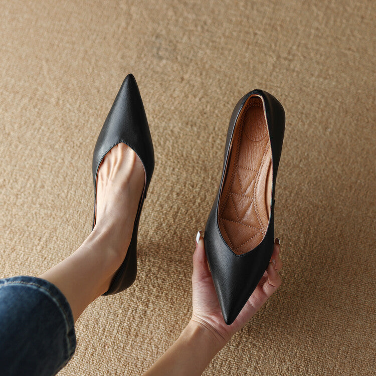 Camille™ | Women's Pointed Toe Pumps Low Kitten Heel Slip On Shoes